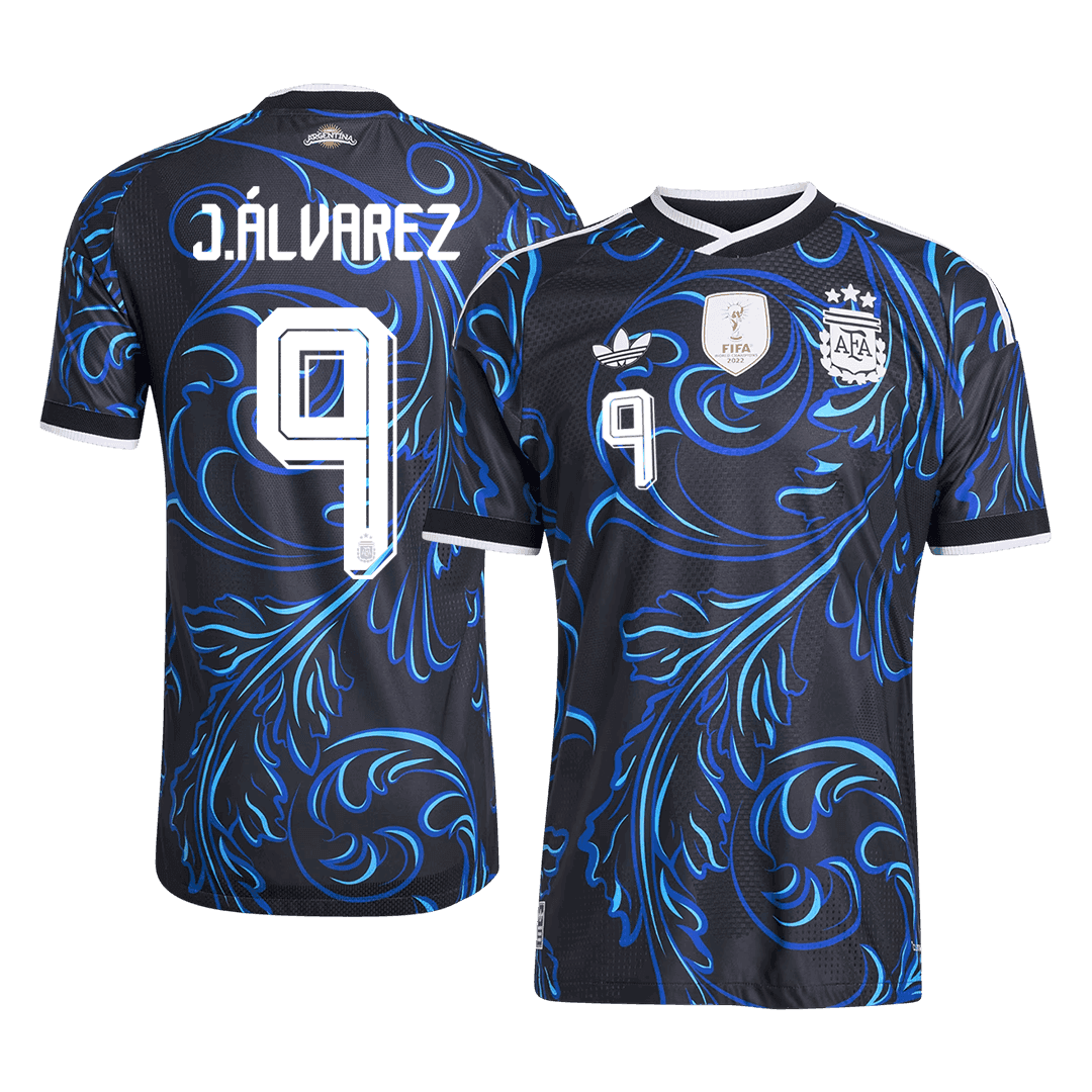 Argentina Tröja J. ÁLVAREZ #9 2026 Borta Autentisk Svart