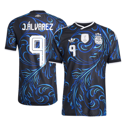 Argentina Tröja J. ÁLVAREZ #9 2026 Borta Autentisk Svart