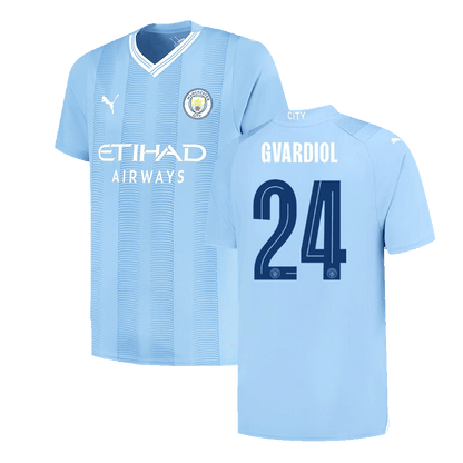 Manchester City Tröja GVARDIOL #24 2023/24 Hemma Blå - UCL