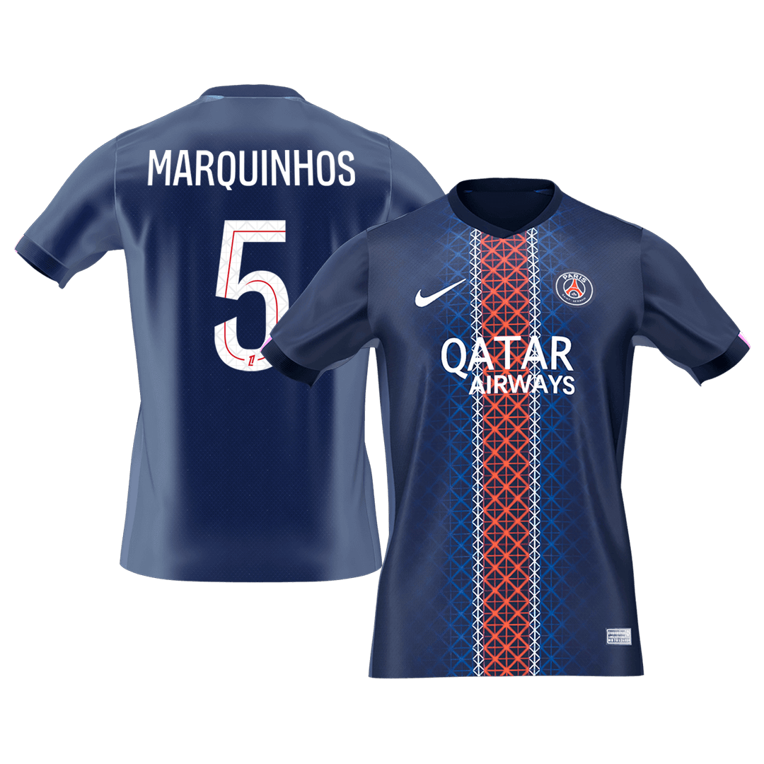 MARQUINHOS #5 PSG Tröja 2025/26 Hemma Premium Mörkblå-8