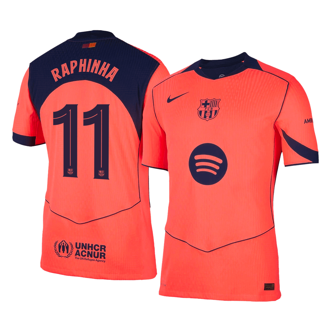 Barcelona Tröja RAPHINHA #11 2025/26 Tredje Orange - UCL