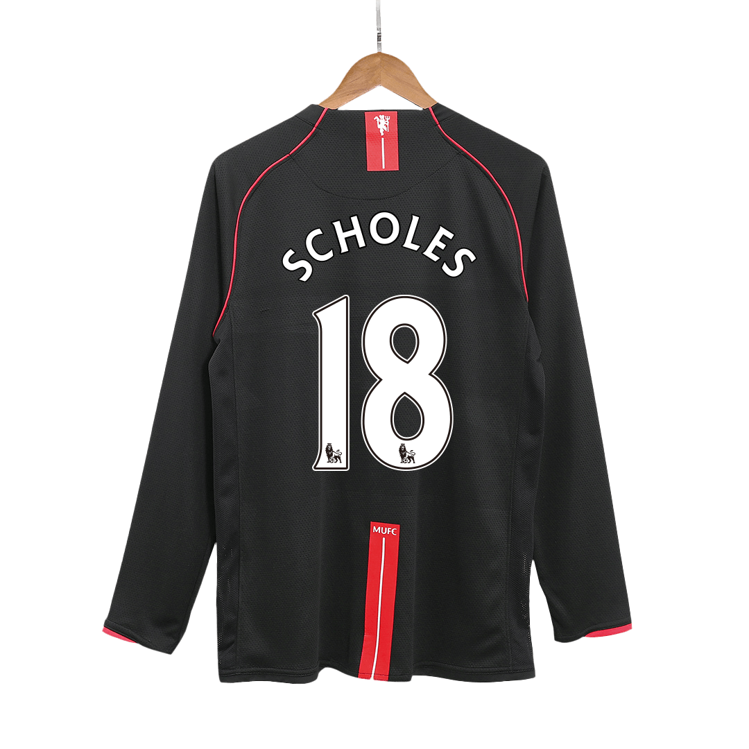 SCHOLES #18 Manchester United Bortatröja 2007/08 Retro Tröja
 Svart