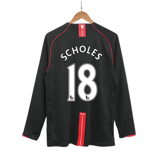 SCHOLES #18 Manchester United Bortatröja 2007/08 Retro Tröja
 Svart