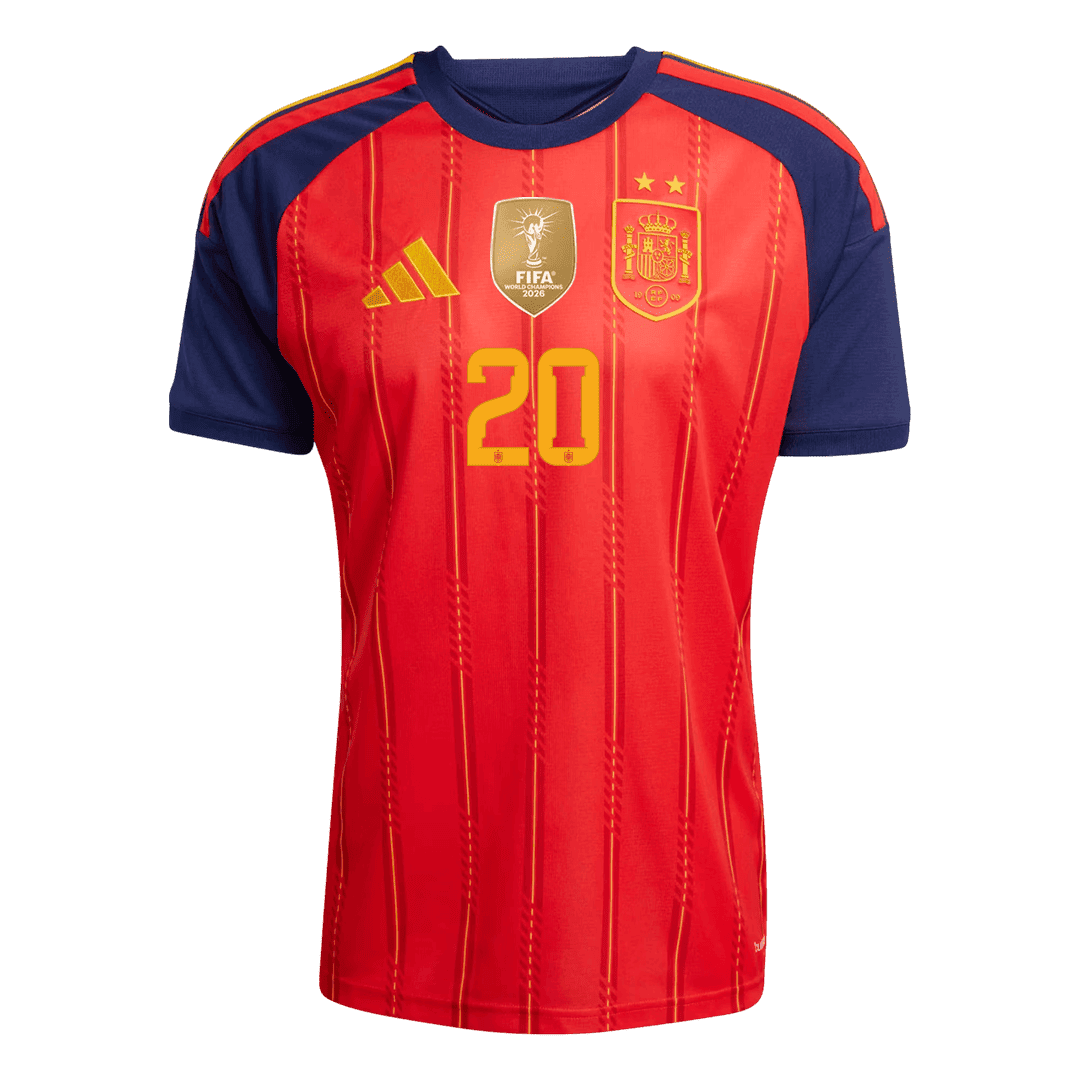 Spanien Tröja PEDRI #20 2026 Mästaredition Hemma (2 Stjärnor)