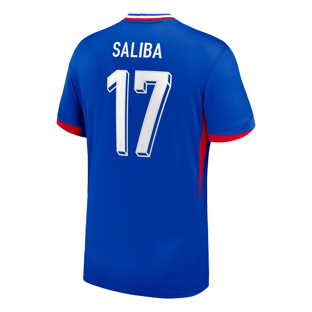 Frankrike Tröja SALIBA #17 Euro 2024 Hemma Blå