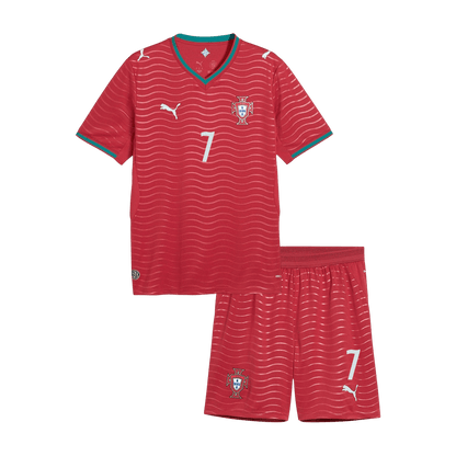 Portugal Tröja RONALDO #7 2026 Hemma Röd Barn Premium-11