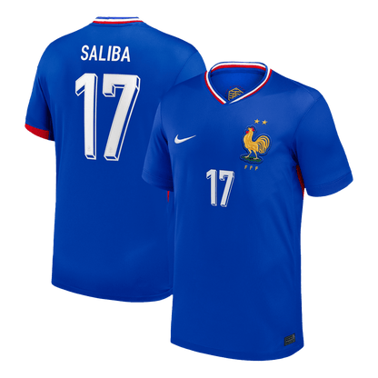 Frankrike Tröja SALIBA #17 Euro 2024 Hemma Blå