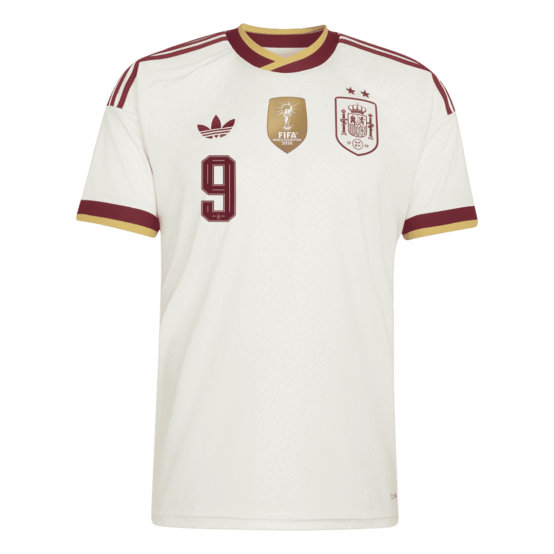 Spanien Tröja GAVI #9 2026 Borta Vit (2 Stjärnor)
