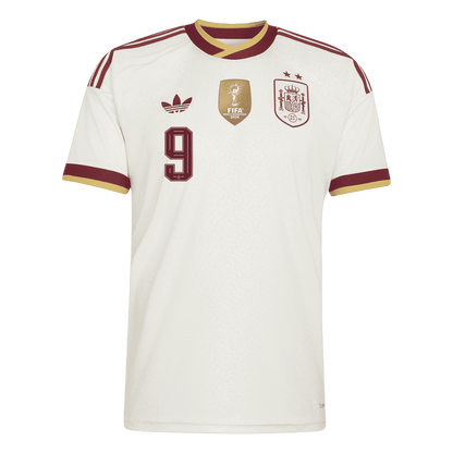 Spanien Tröja GAVI #9 2026 Borta Vit (2 Stjärnor)-2