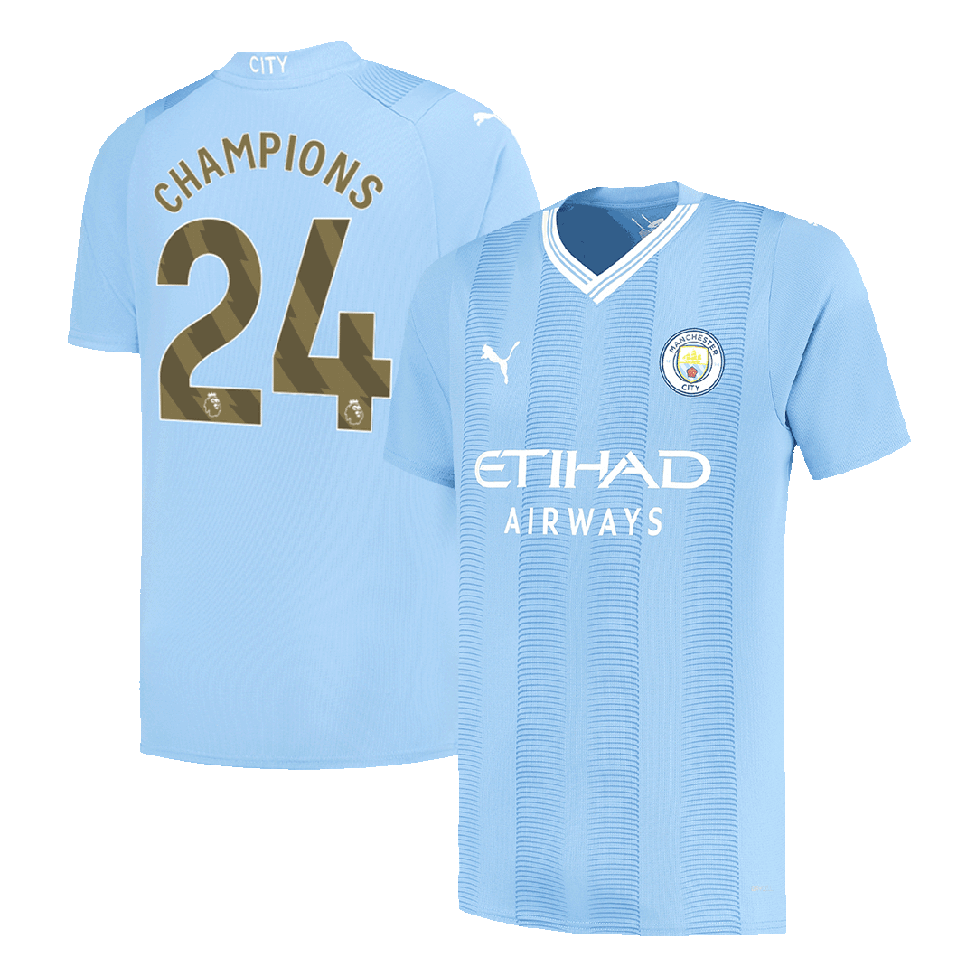 Manchester City Tröja CHAMPIONS #24 2023/24 Hemma Blå