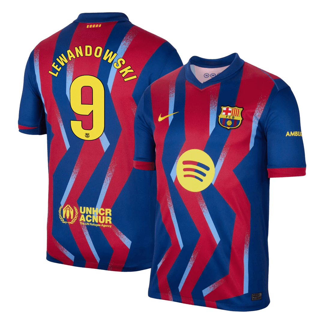Barcelona Tröja LEWANDOWSKI #9 2025/26 Fourth Away Röd & Blå