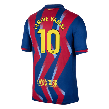 Barcelona Tröja LAMINE YAMAL #10 2025/26 Fourth Away Röd & Blå-2
