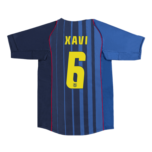 XAVI #6 Barcelona Bortatröja 2004/05 Retro Tröja
 Blå