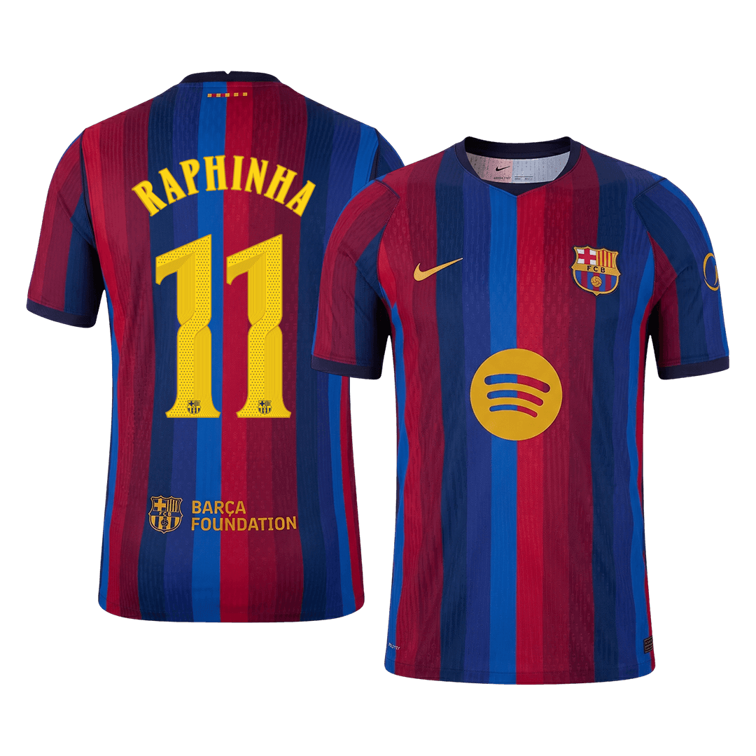 Barcelona Tröja RAPHINHA #11 2026/27 Hemma Autentisk Röd & Blå - UCL