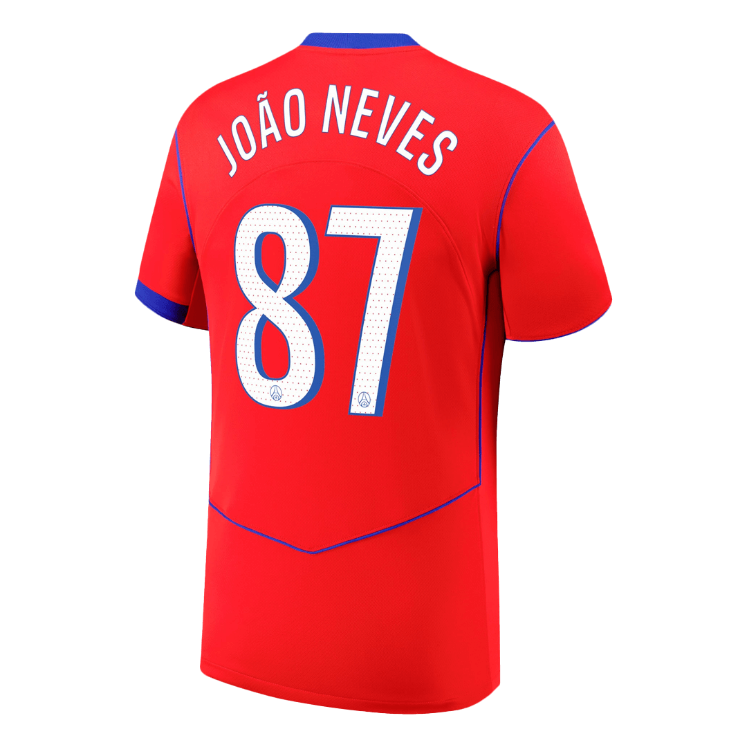 PSG Tröja JOÃO NEVES #87 2025/26 Tredje Röd-8