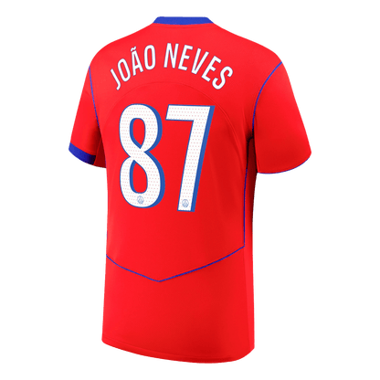 PSG Tröja JOÃO NEVES #87 2025/26 Tredje Röd-8