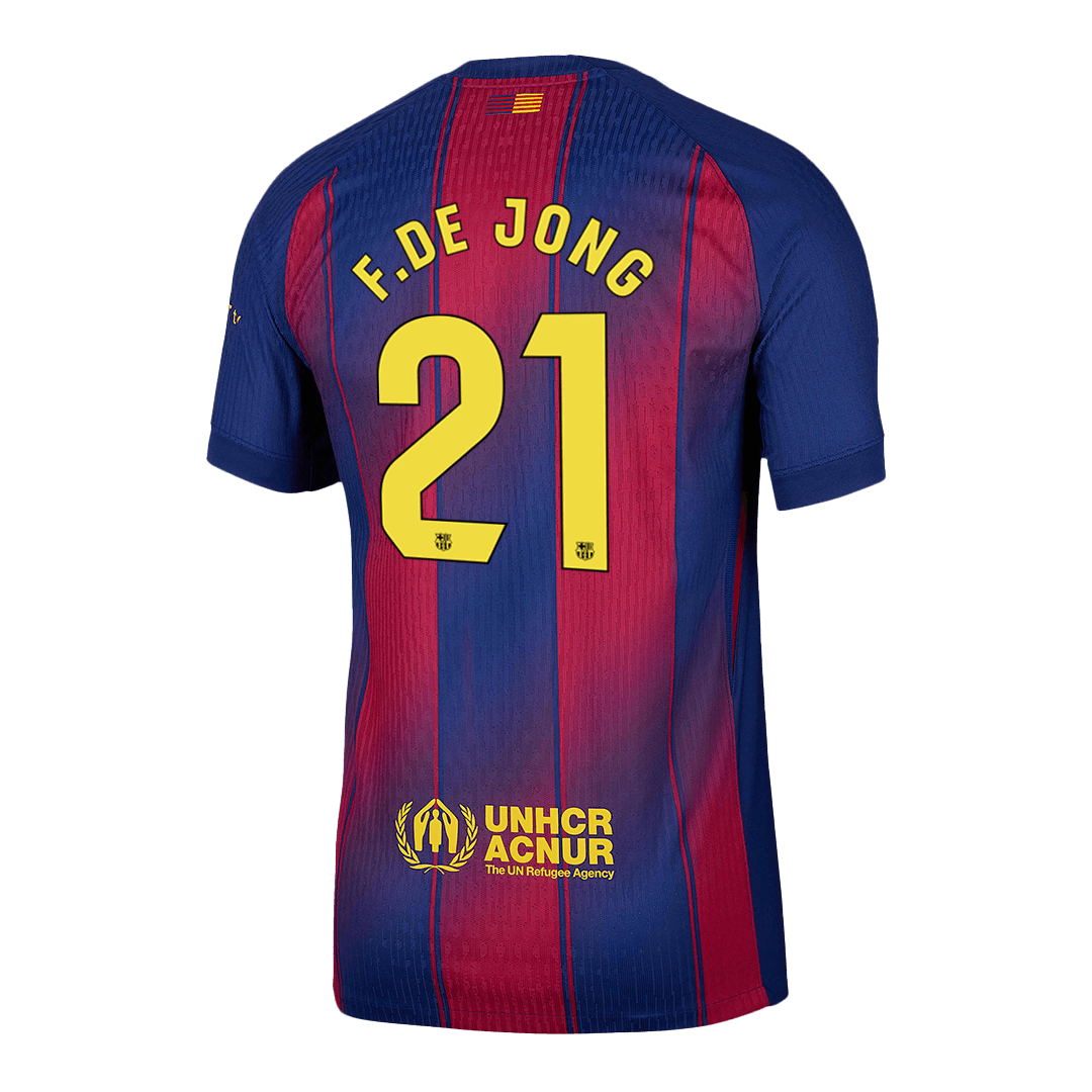 Barcelona Tröja F.DE JONG #21 2025/26 Hemma Röd & Blå