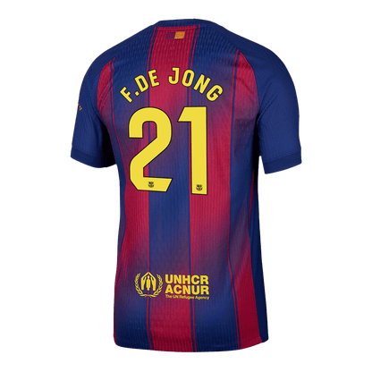 Barcelona Tröja F.DE JONG #21 2025/26 Hemma Röd & Blå-13