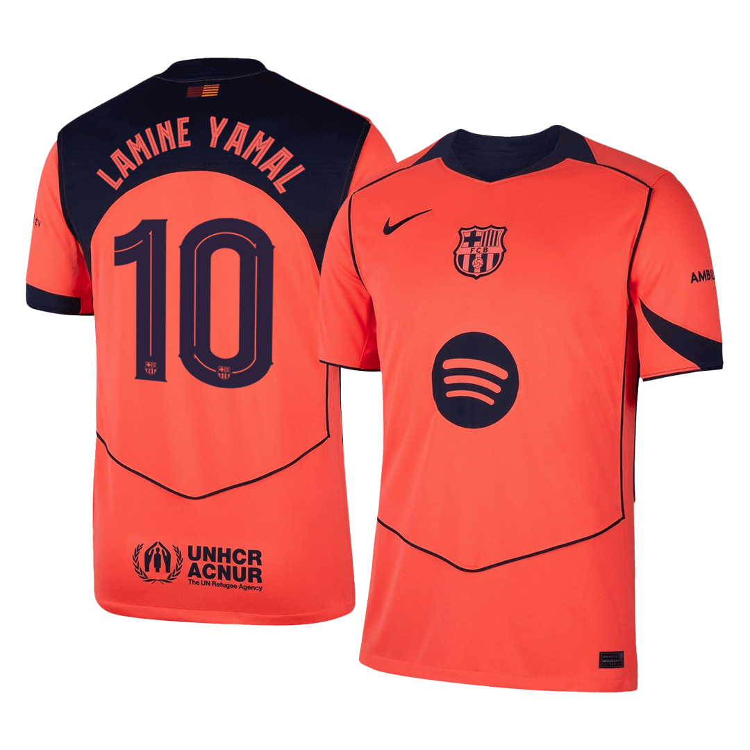 Barcelona Tröja LAMINE YAMAL #10 2025/26 Tredje Orange - UCL