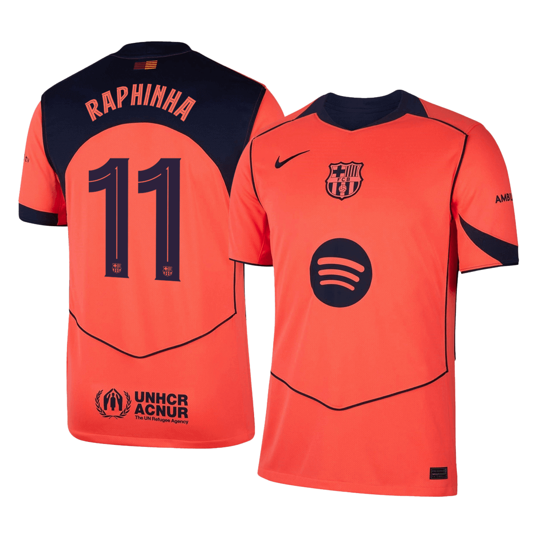 Barcelona Tröja RAPHINHA #11 2025/26 Tredje Orange - UCL