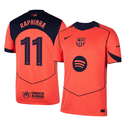 Barcelona Tröja RAPHINHA #11 2025/26 Tredje Orange - UCL
