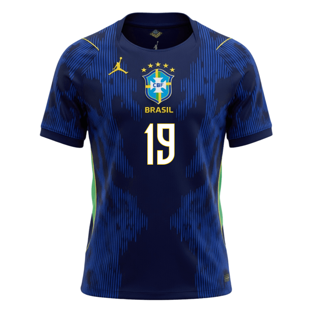 Brasilien Tröja ENDRICK #19 2026 Borta Mörkblå-8