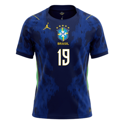 Brasilien Tröja ENDRICK #19 2026 Borta Mörkblå-8