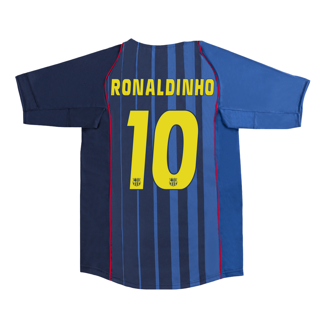 RONALDINHO #10 Barcelona Bortatröja 2004/05 Retro Tröja
 Blå