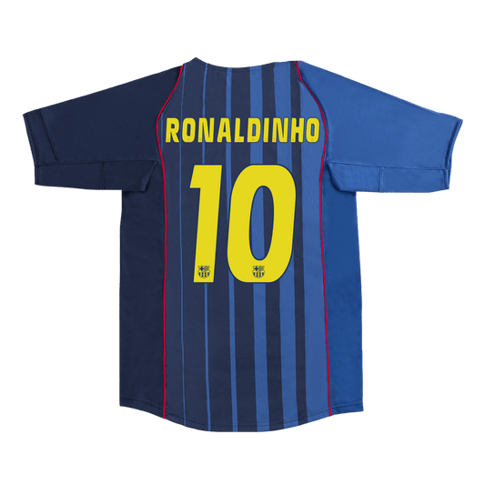 RONALDINHO #10 Barcelona Bortatröja 2004/05 Retro Tröja
 Blå