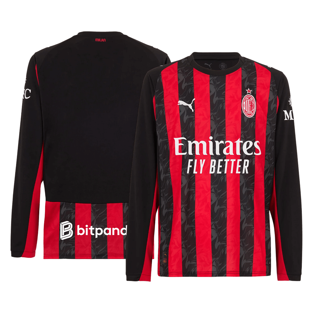 AC Milan Tröja 2025/26 Hemma Långärmad Röd & Svart-11